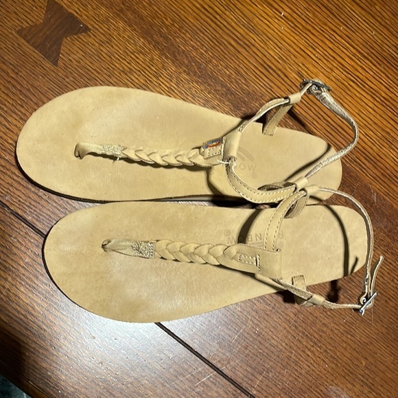 Rainbow T-Strap braided sandals - size 10. Leather - Picture 2 of 5